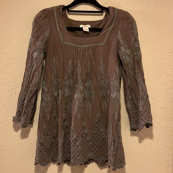 SUNDANCE: Brown Embroidered Tunic M - Picture 2 of 9